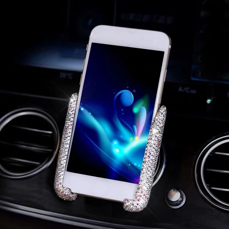 

Car Phone Holder Women Diamond Crystal Car Air Vent Mount Holder Mobile Phone Holder Stand in Car Bracket Interior Accessories