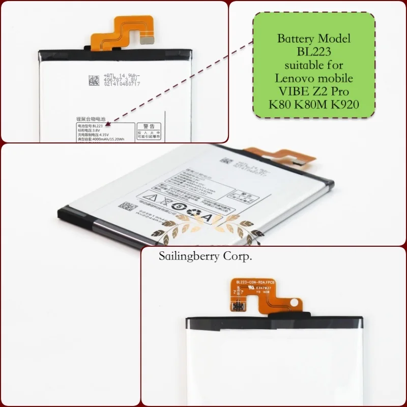 Аккумулятор для Lenovo mobile VIBE Z2 Pro K80 K80M K920 с аккумулятором модель BL223|Аккумуляторы
