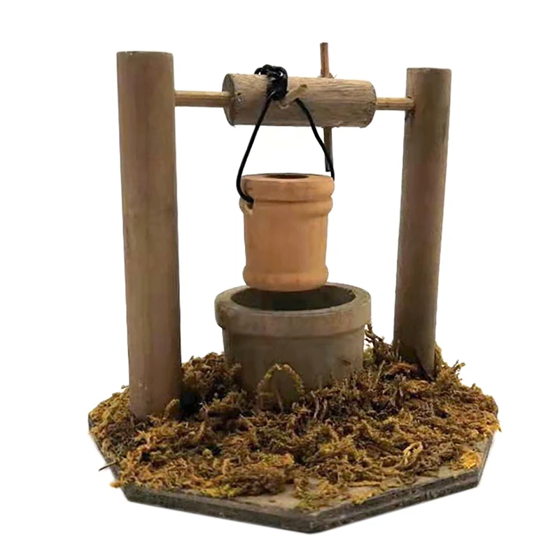 

1/12 Miniatures Dollhouse Garden Model Wooden Wheel Wells for Dollhouse Decoration Accessories