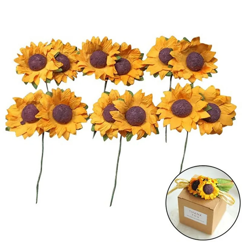 

10/30/50/100pcs Artificial Sunflower Flowers for Gift Box Diy Decor Paper Flowers Scrapbooking Craft Mini Daisy