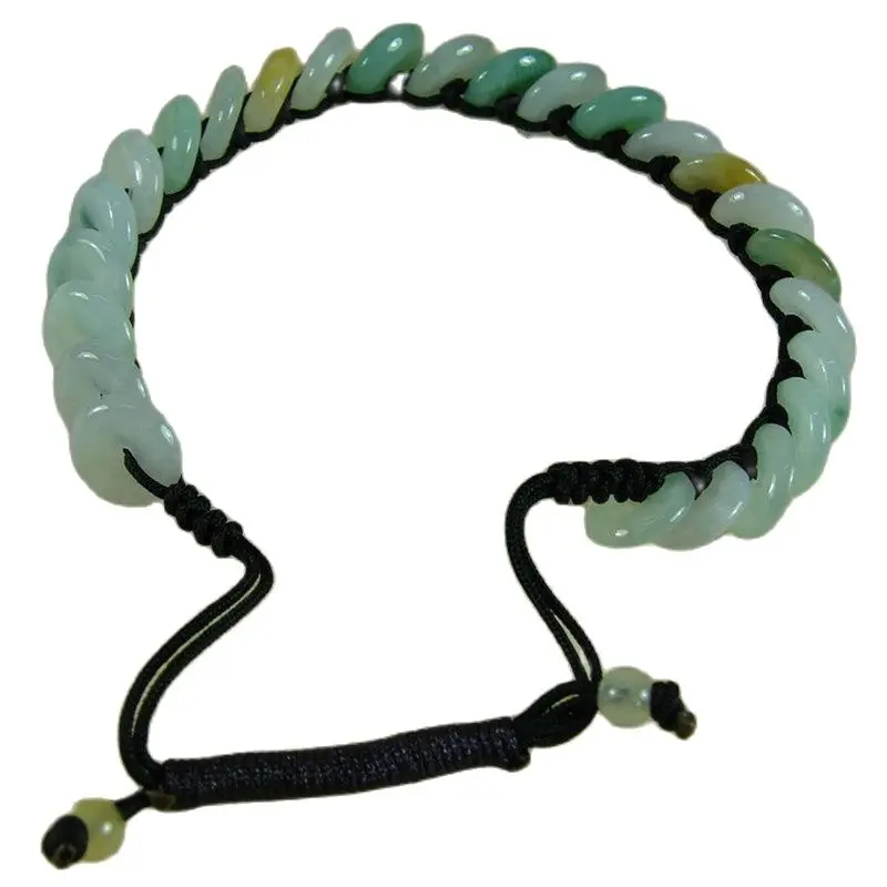 

3 Colors Grade A Jade Coin Bracelet Bangle Chinese Jadeite Handmade 50-60 mm