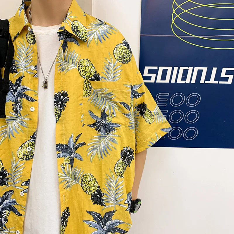 

Shirts Printed Hawaiian Beach Shirt for Men 2020 Summer Short Sleeve 3XL camisas Shirts Mens Holiday Vacation Men Clothing