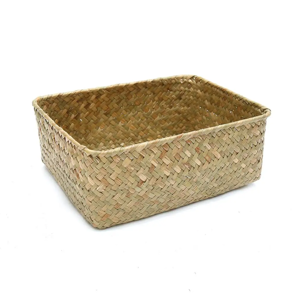 

Handmade Straw Dried Flower Fruit Pot Basket Rattan Box Candy Earphone Organizer