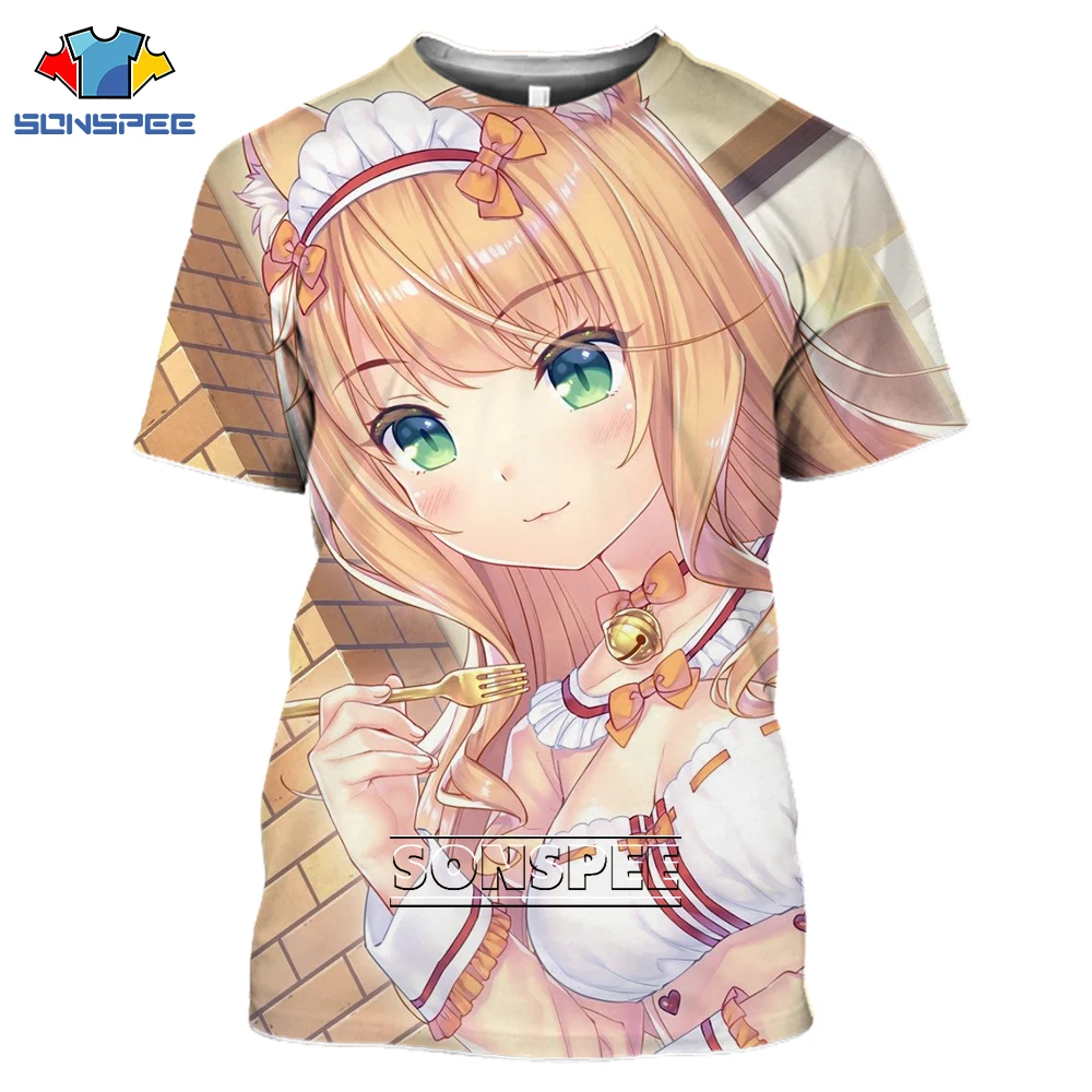 

SONSPEE NEKOPAPA Anime Game Men Women 3D Print T-shirt Fashion Harajuku Sexy Loli Summer Hip hop Casual Short Sleeve O-Neck Top