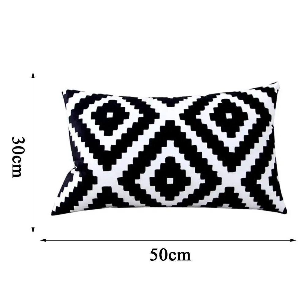 

Pillowcase For plush sofa, short rectangular cover Nordic black and style cushions pillowcase For geometric white, decorati V7A2