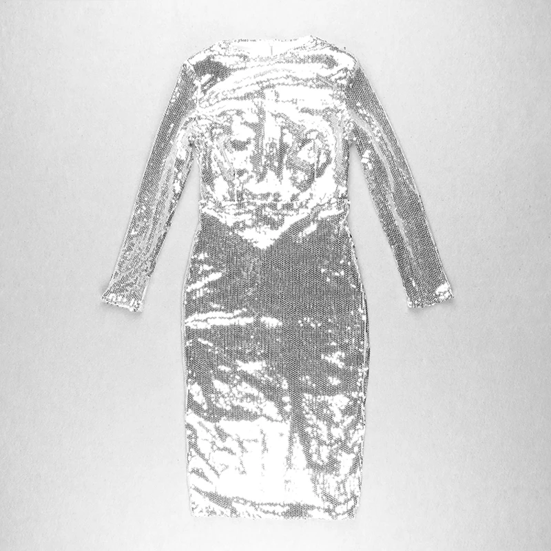 2020 женское сексуальное дизайнерское блестящее серебряное Бандажное платье с
