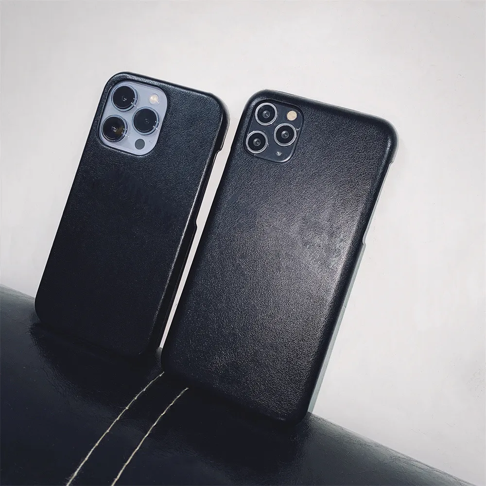 

Luxury brand litchi Dermatoglyph Hard leather phone case for apple iphone 11 12 13 Pro Max 7 8 Plus X XS XR MAX protection cover