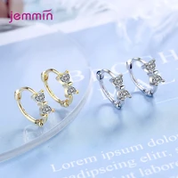 925 sterling silver cute heart gold crystal earrings for women girls wedding trendy 2021 fashion jewelry valentines day gift