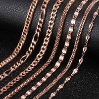 davieslee 585 rose gold color necklace for women rolo curb snake chain trendy gift party jewelry 45 55cm dgnn1