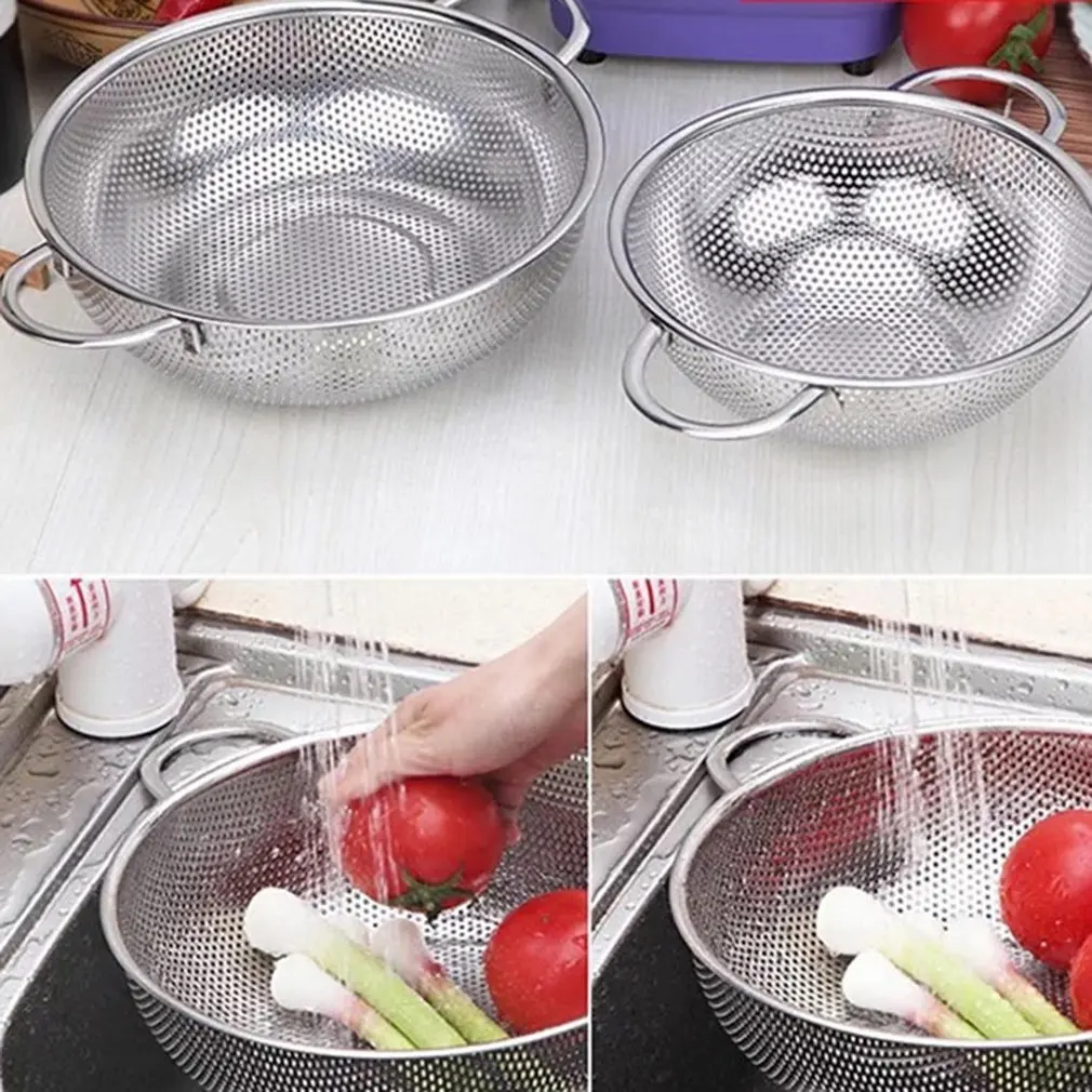 

Stainless steel fruit basket plate punching washing basket filter basket drain drain sieve wash rice basket Taomi basin drip bas