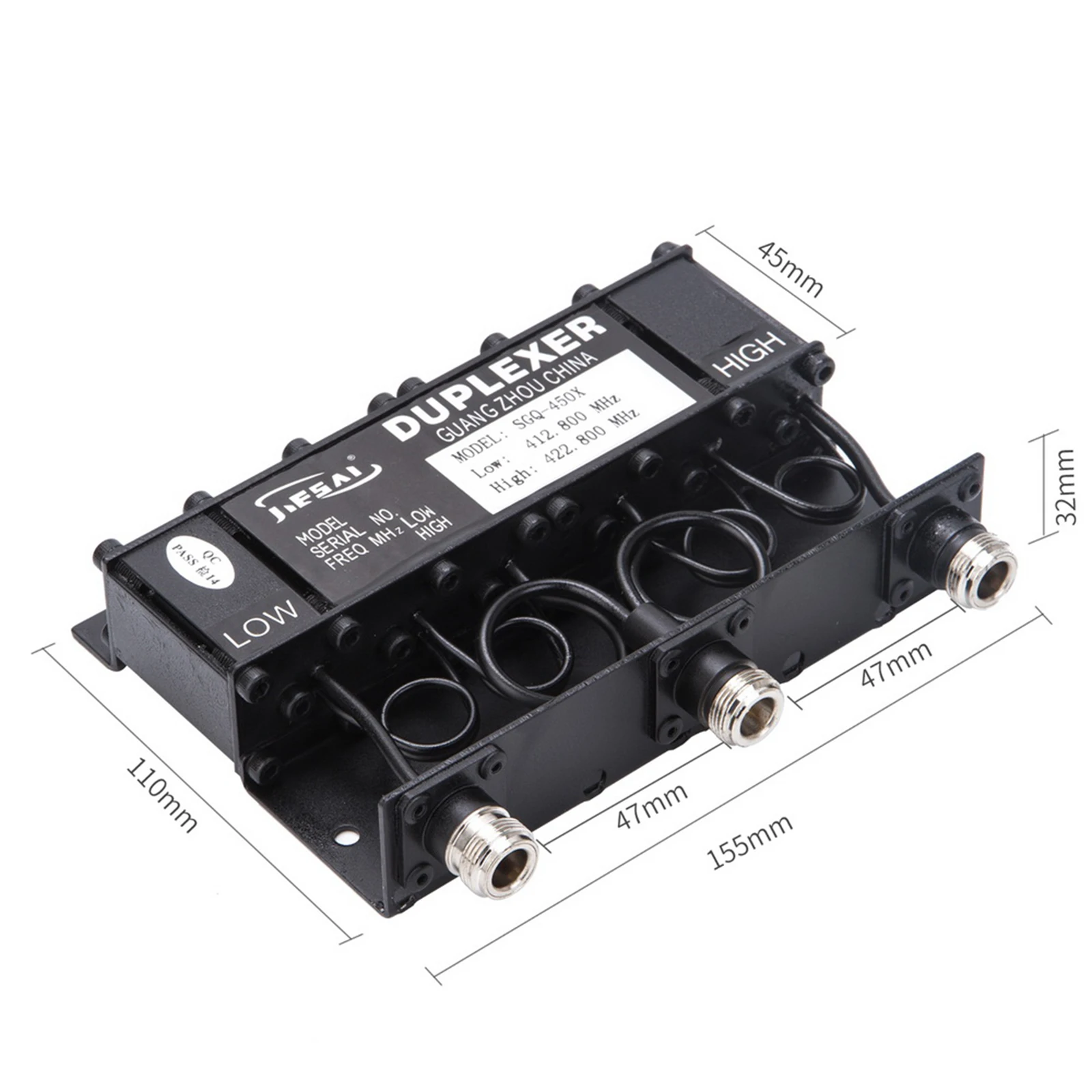 

New UHF 400-470MHz 10W Duplexer With Pre-Tuned Low Frequency 412.8MHz & High Frequency N Female Connectors For Radio Repeater