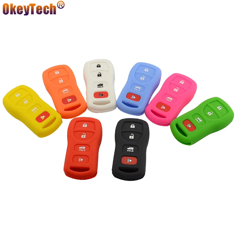 

OkeyTech Высокое качество силиконовый чехол для ключей от машины крышка для Nissan Altima Armada Максима Sentra X-Trail 350Z резиновый брелок красочные 4 кнопки