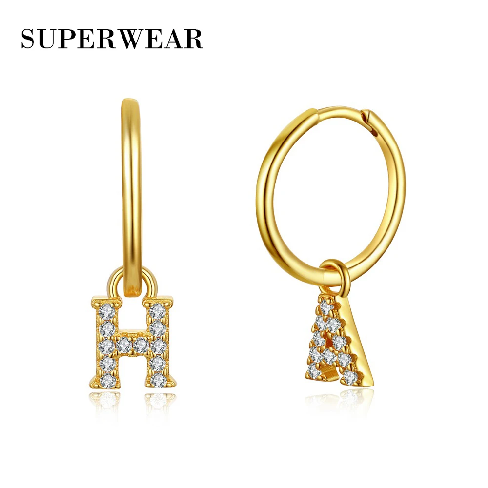 Женские серьги-кольца SUPERWEAR из стерлингового серебра 925 пробы с надписью желтого