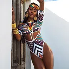 Женский слитный купальник с Африканским принтом, бюстгальтер пуш-ап, купальник, комбинезон, пляжная одежда, сиамское бикини, бразильский Монокини, бикини #35