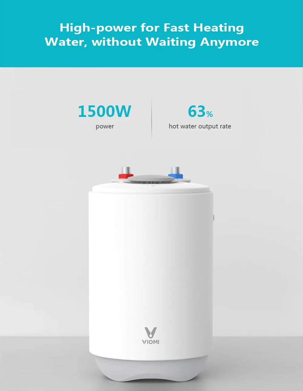 Электрический водонагреватель Xiaomi Viomi Df01, портативный водонагреватель для кухни, ванной комнаты, 6,6 л, 1500 Вт, портативный водонагреватель