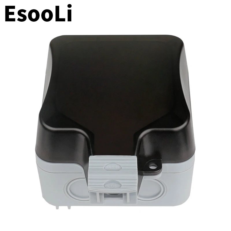 Esooli IP66 Weatherproof Waterproof Outdoor Wall Power Socket 16A Double EU Standard Electrical Outlet Grounded AC 110~250V |