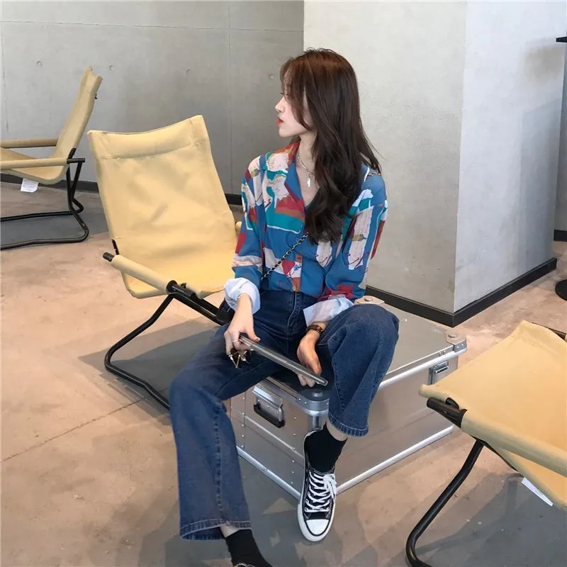 Женская свободная рубашка с рисунком масляной живописи новинка 2022 Женский Топ