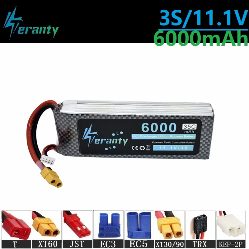 Teranty Power 11 1 v 6000maH 35C Lipo Batterry для радиоуправляемых дронов лодок коптеров запасные