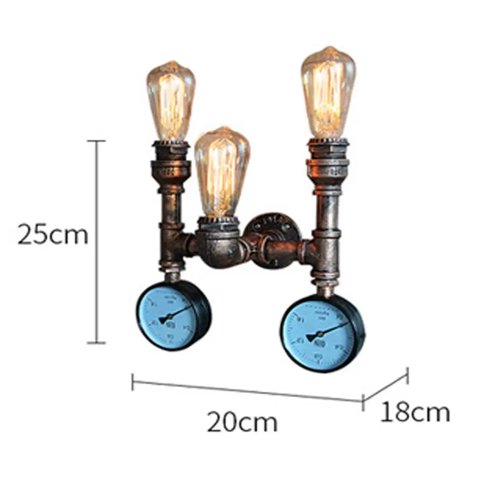 

Vintage Indoor Wall Lamp American Loft Style Water Pipe Vanity Light Fixture Bedside Sconce Home Deco Rust Luminaire MJ1113