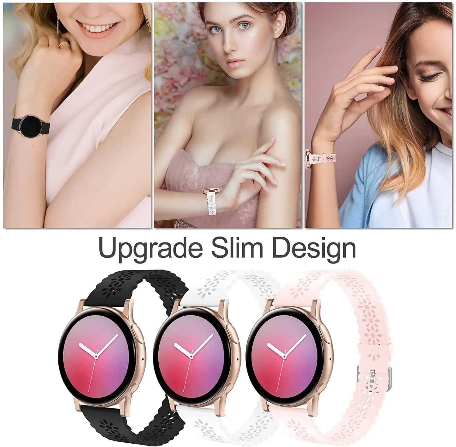 

Силиконовый кружевной ремешок 20 мм, совместимый с часами Samsung Galaxy Watch 4 classic 42 мм 46 мм/watch 4 мм 44 мм/watch 3 41 мм/active