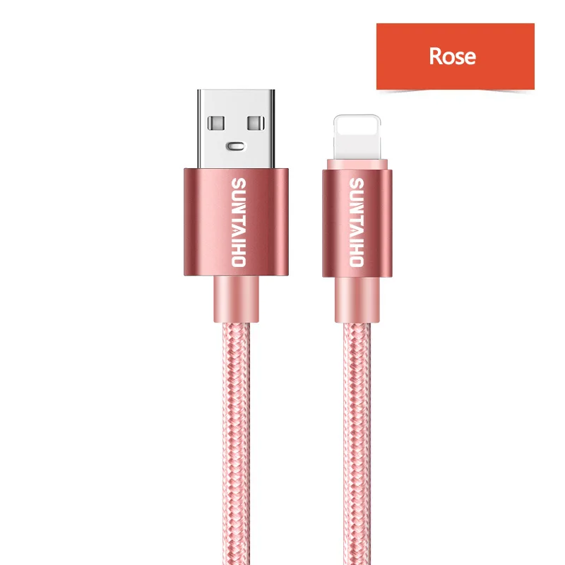Suntaiho зарядка для айфона молнии iPhone Xs Max XR Зарядное устройство usb кабель 2.1A нейлон быстрой зарядки данных зарядка на айфон 8 Plus 7 5S кабель USB - Цвет: Rose