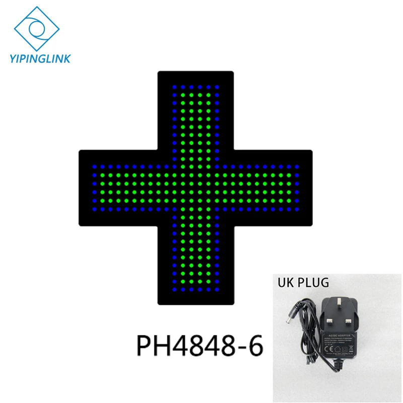 PH4848-6-UK PLUG Зеленый синий светодиодный знак Креста высокой яркости маленький размер 48*48 см медицинский магазин Неоновый крест Крытый крест доска - Мощность в ваттах: PH4848-6-UK PLUG