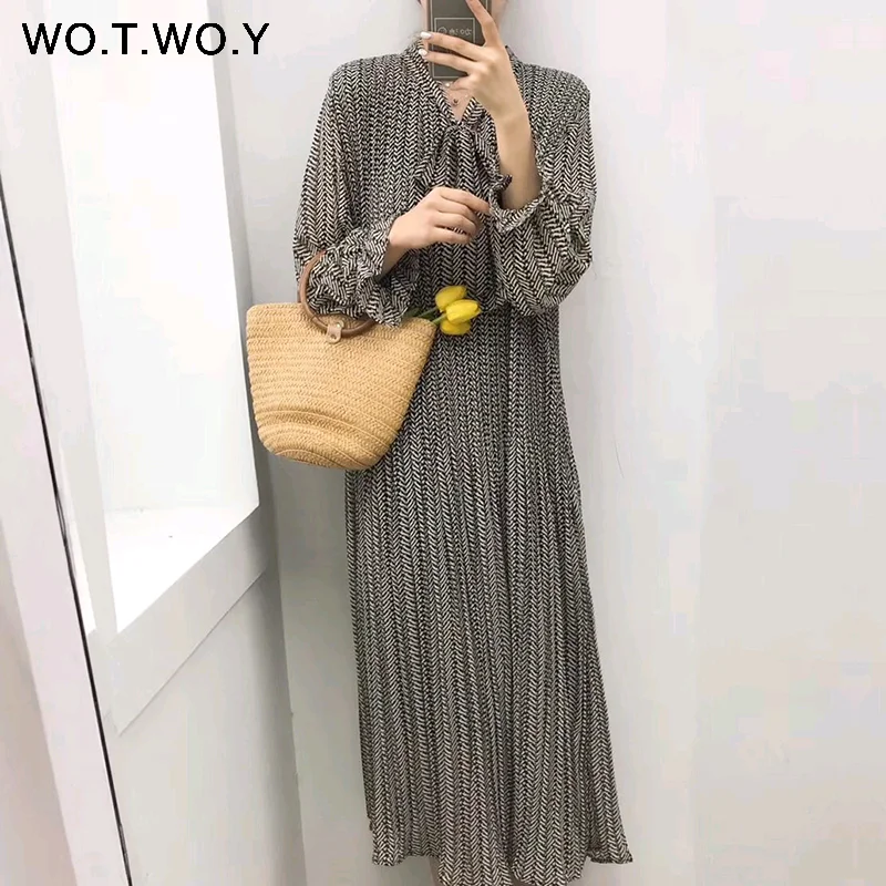 D19358Black WOTWOY Sring летнее повседневное женское платье с v-образным вырезом, элегантные прямые платья длиной до середины икры, женская модная Длинная женская одежда - Цвет: D19358Black