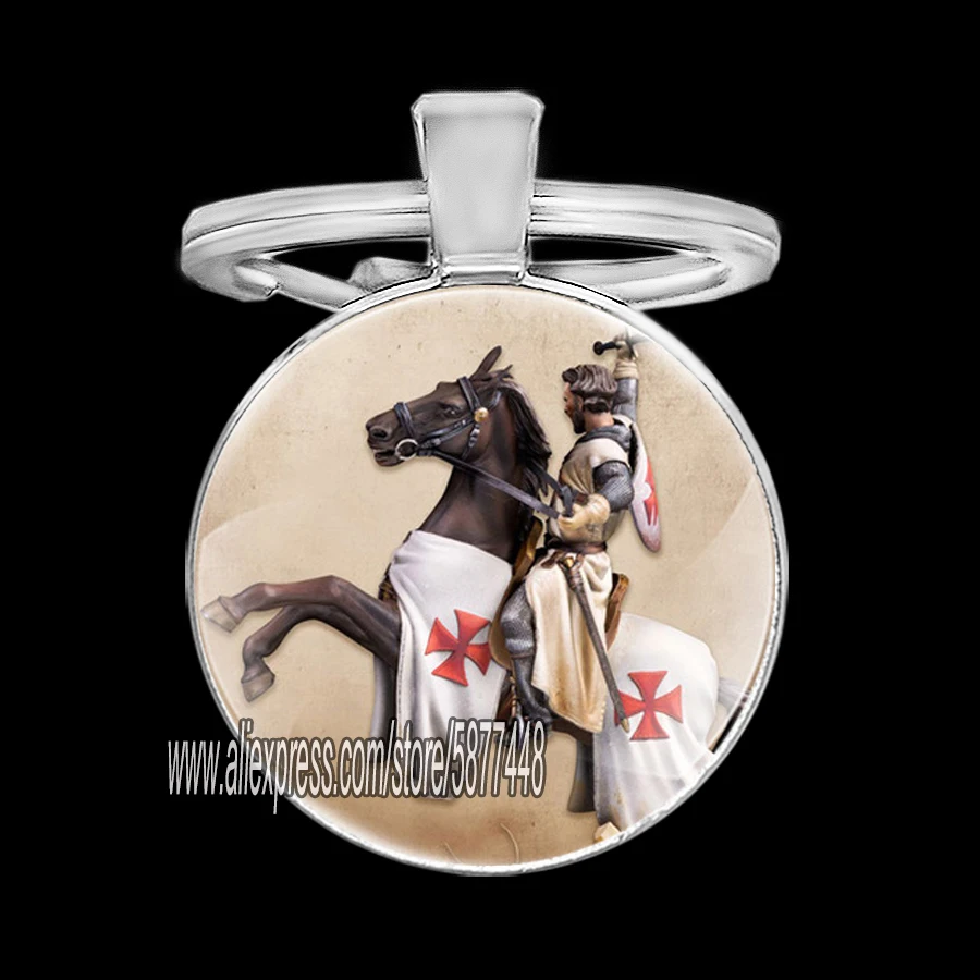 Vintage Infidel Nation Proud Enemy of Islam Knight Templar Key Chain Man Classic Key Ring with Glass Cabochon image 5