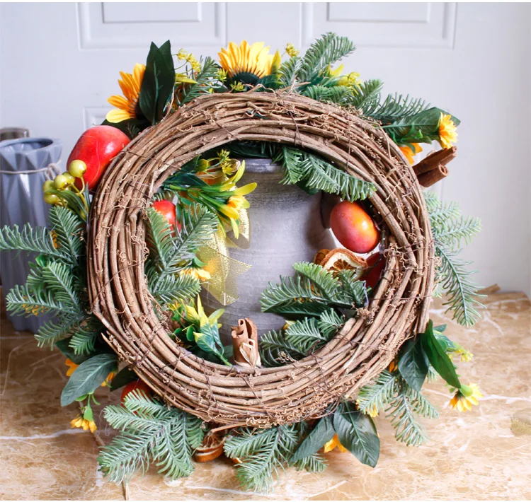 

Fall Harvest Decor Wreath Front Door Artifical Florals Sunflower Wedding Autumn Door Wreath Ribbon Thanksgiving Home Decoration