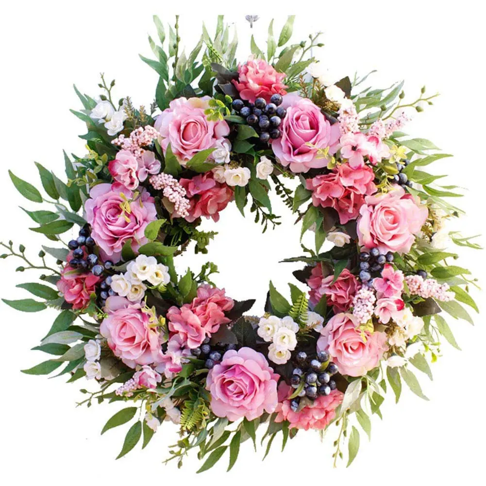 

Wreath Decoration Door Flower Garland Hanging Artificial Flower Plant Easter Wreath Wall Decoration Purple Decor For Home Party