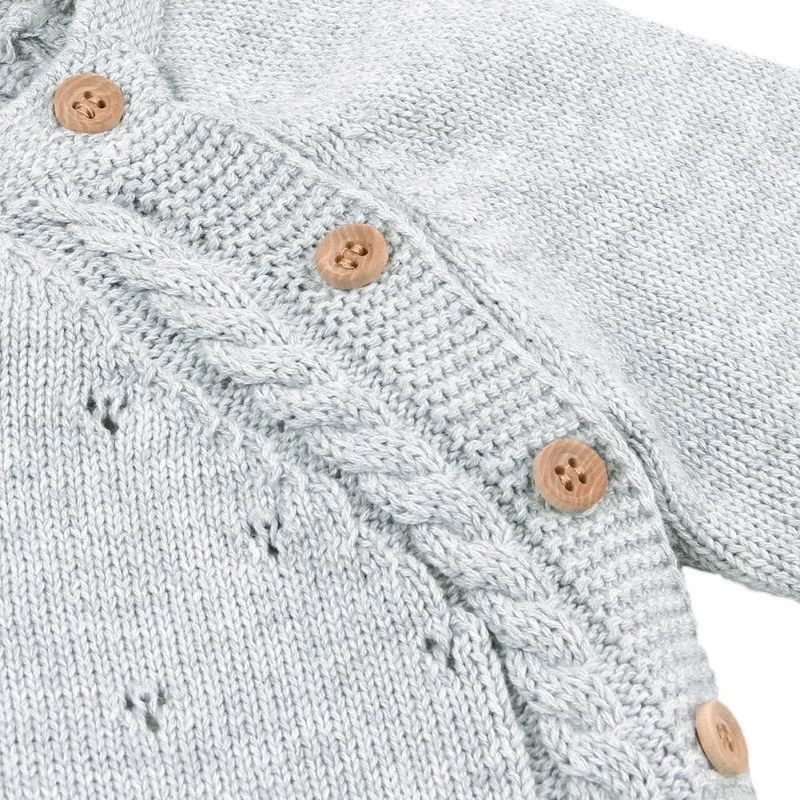 

0-24M Infant Baby Long Sleeve Solid Print s Kids Girls Boys Knitted Bodysuit Jumpsuit Newborn Clothes