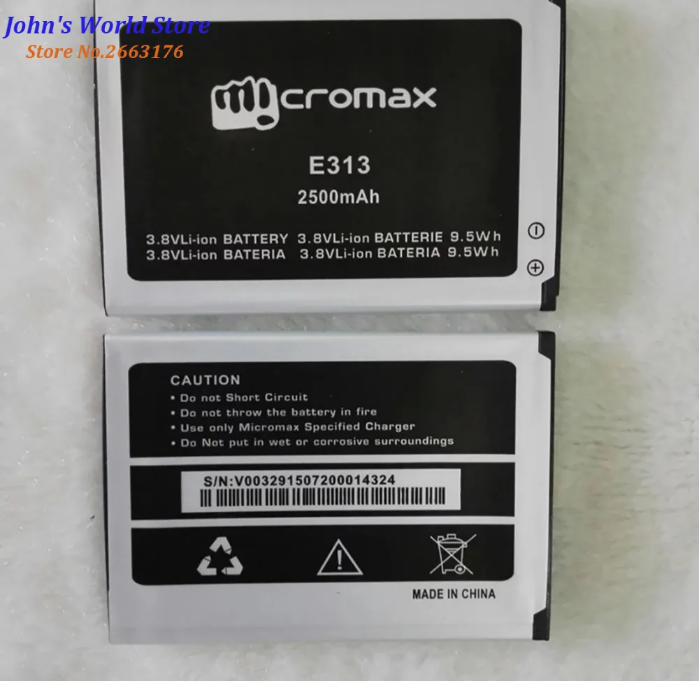 Высокое качество оригинальный для Micromax E313 мобильный телефон литиевая батарея 2500