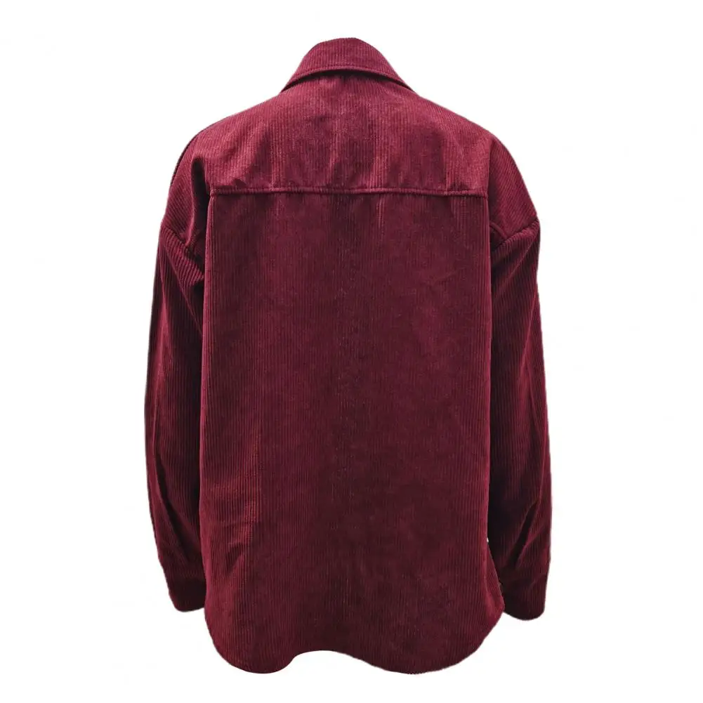 

New Shirt 2021 Autumn Long Sleeve Solid Color Shirt Coat Skin-friendly Pockets Turn-down Collar Corduroy Shirt Female Outwear