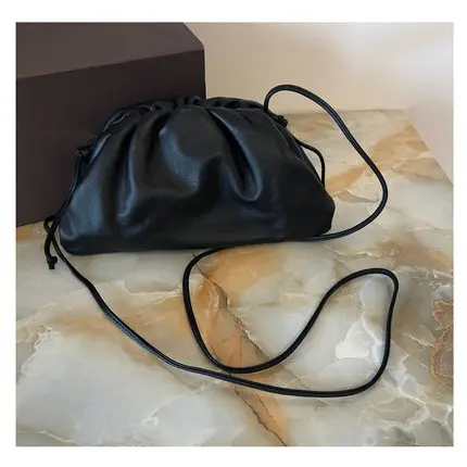 Black Роскошные женские сумки из натуральной кожи, Наплечная Сумка, дизайнерские объемные кошельки и клатчи - Цвет: Black
