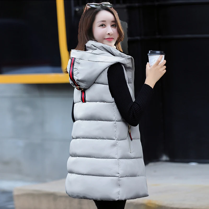 

WenQing Womens Vests 2019 Autumn/Winter Newest Cotton Vests Women's Long Coats Casual Large Size Vest Cotton Pad Clothes