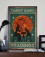 cute sign witch with black cat card readings retro tin sign easter halloween christmas poster bedroom bathroom wall decoration