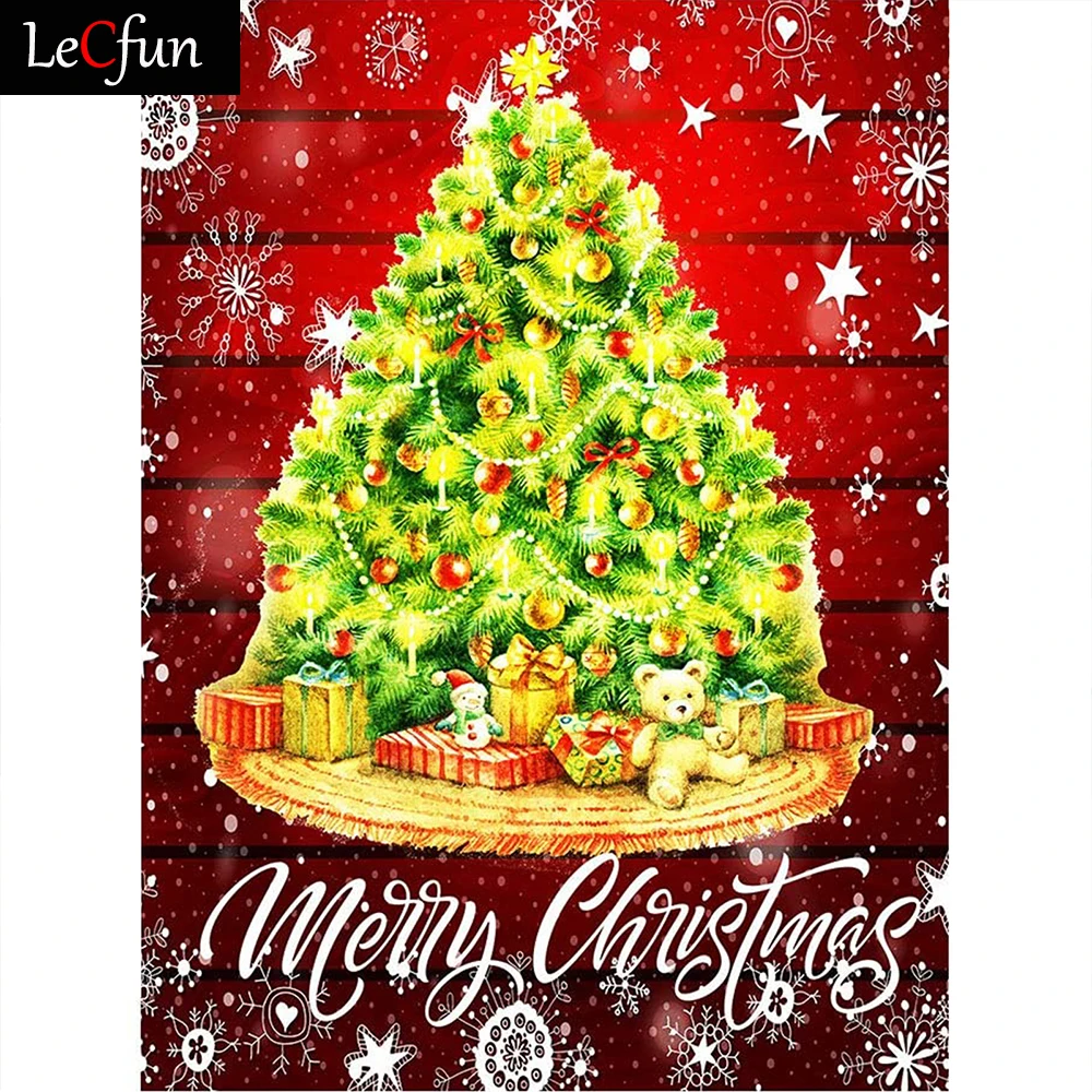

LeCfun 5D алмазов картина модного нейл-арта Рождественская елка Полный дрель круглый бриллиант/квадратный блестящие стразы мозаика домашний Д...