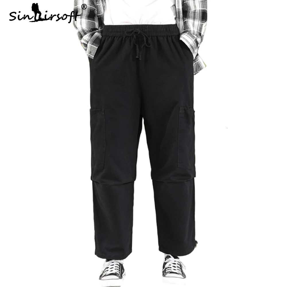Бесплатная доставка мужские широкие брюки с завязками на талии длиной до