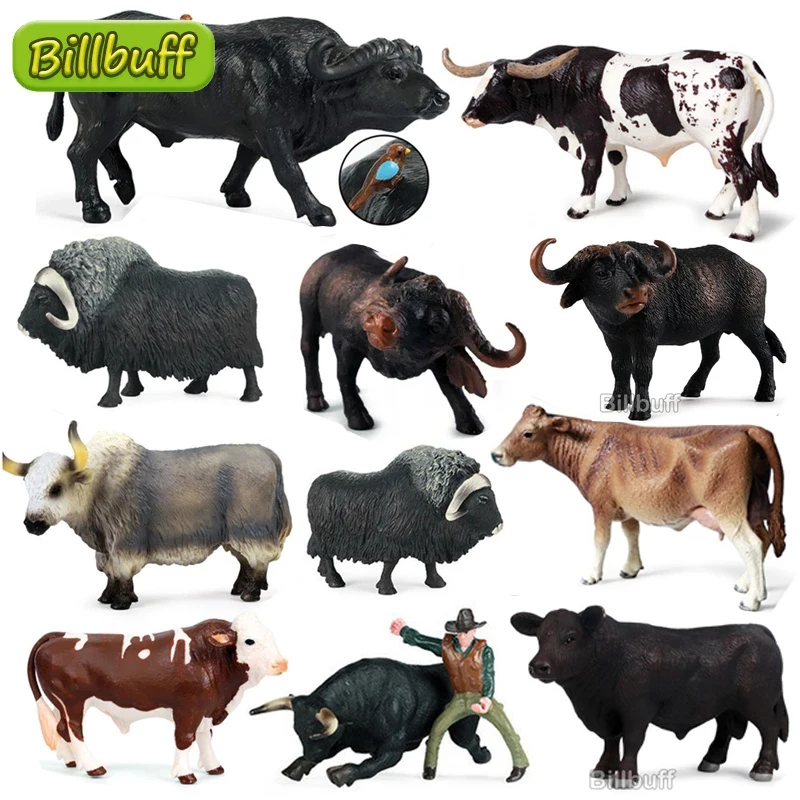 1Pcs Simulation Farm Cattle Poultry Milk Bullfighting Buffalo Action Figures Early educational toys for children Christmas Gifts