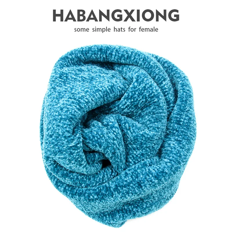 

Label Winter Beanies Women Knitted Hat Chenille Caps Candy Color Warm Baggy Winter Hats For Men Warmmer Beanies