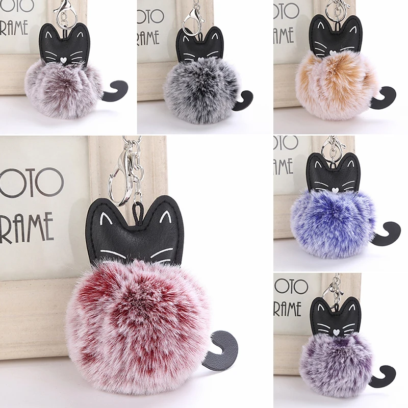 2020 Новое поступление Кот помпон шар кулон брелок Женская сумка Украшение Брелок