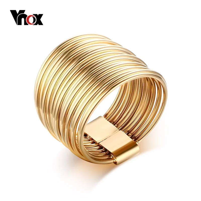 Vnox уникальный Кольца для Для женщин золото цвет Нержавеющая сталь 10 multi обычный
