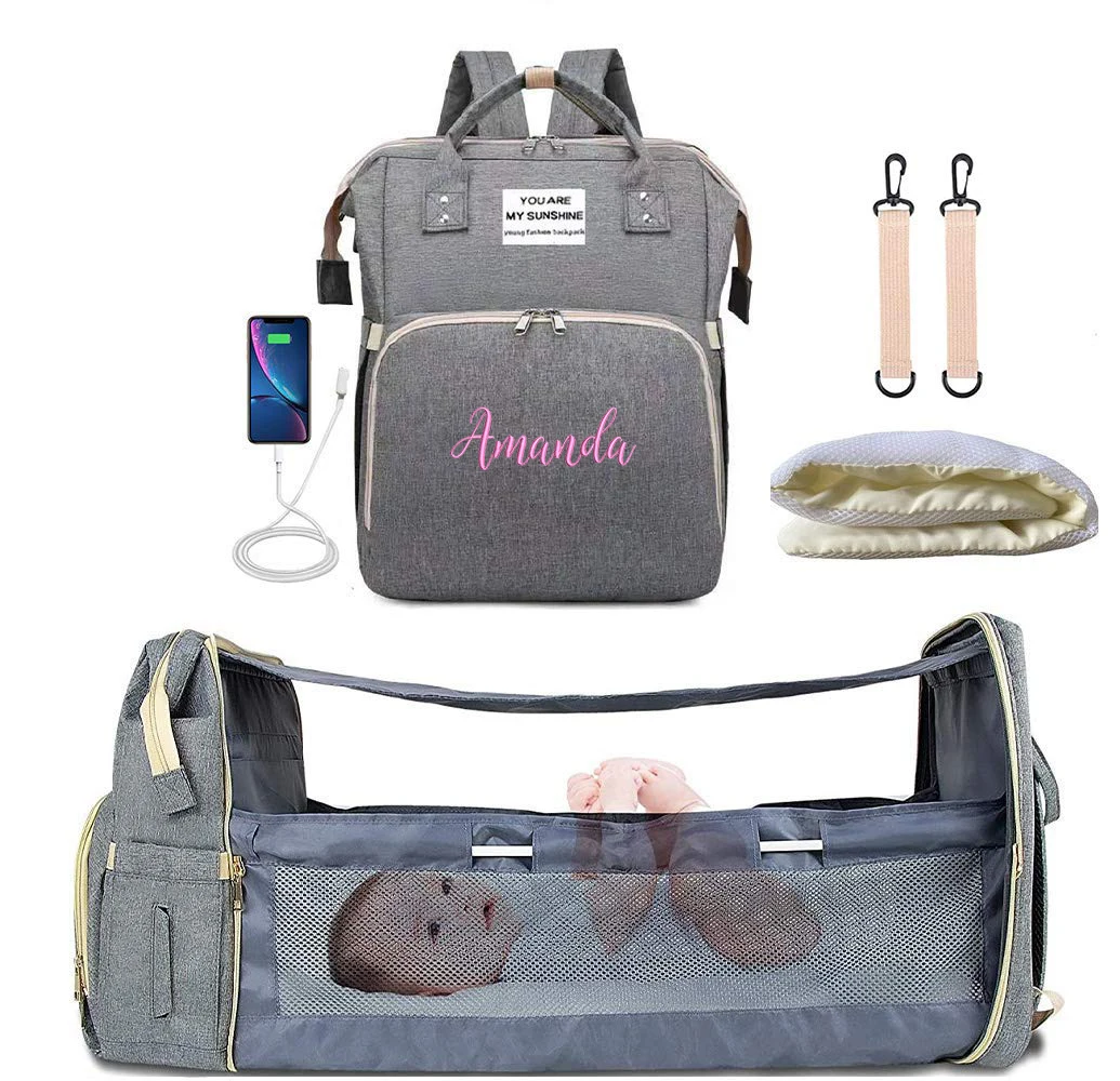 Сумка для подгузников с индивидуальной вышивкой рюкзак люлька съемная складная