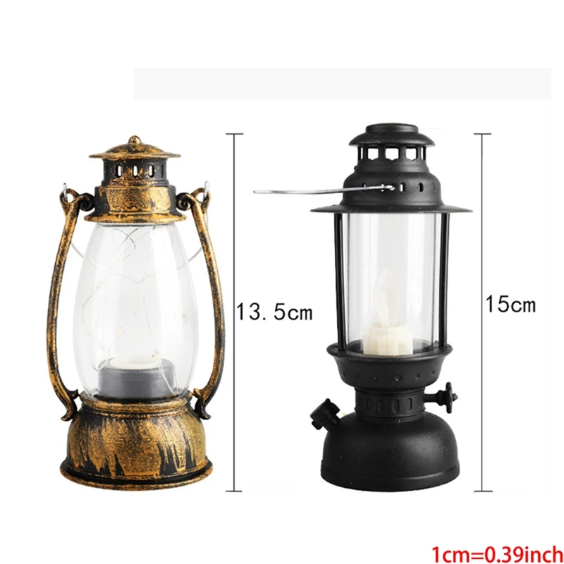 Vintage Hurricane Lantern Battery Operated Hanging Candle Light Retro Antique LED Oil Lamp for Christmas Decoration | Дом и сад