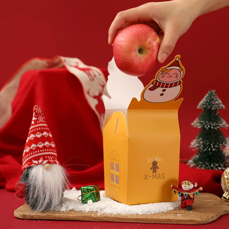 Мультяшные рождественские коробки для конфет и яблок Подарочная бумажная