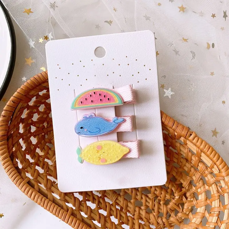 3 шт./компл. для маленьких девочек блестящая пудра из акрила заколки волос милое