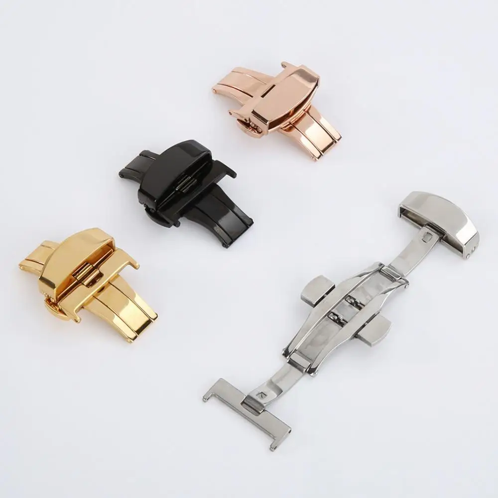 

Stainless Steel Solid Double Push Button Fold Watch Buckle Butterfly Deployment Clasp Watch Strap 16mm 18mm 20mm 22mm 24mm