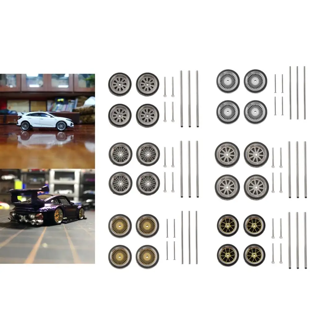 

4Pcs 11mm 1/64 Scale Tires with Wheel Rim for 1/64