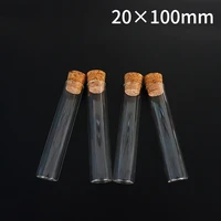 8pcslot clear 20x100mm glass test tube with cork flat bottom