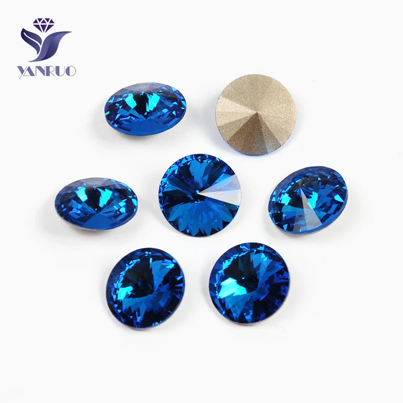 Capri Blue Yanruo 1122 стакан Rivoli пришить хрустальные бусины элементы оптом золотые стразы с Стразы остроконечной формы для камнями и стразами - Цвет: Capri Blue